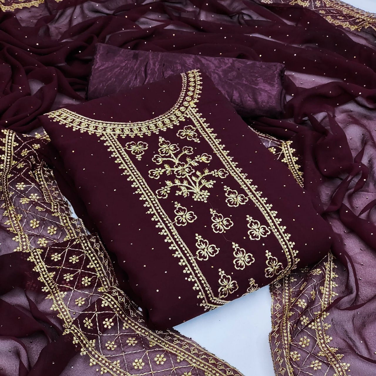 Gng 50003 Georgette Latest  Festive Wear Heavy Dress Material Collection